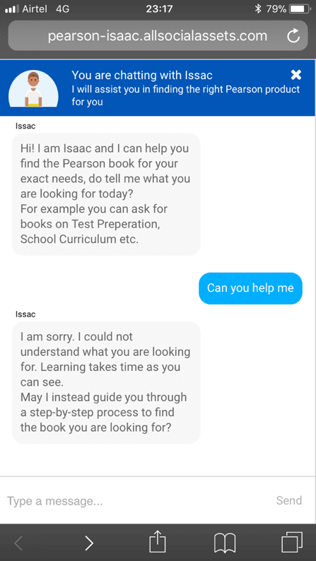Learna chatbot screenshot: Guided mode: Learna says it did not understand and offers to lead
