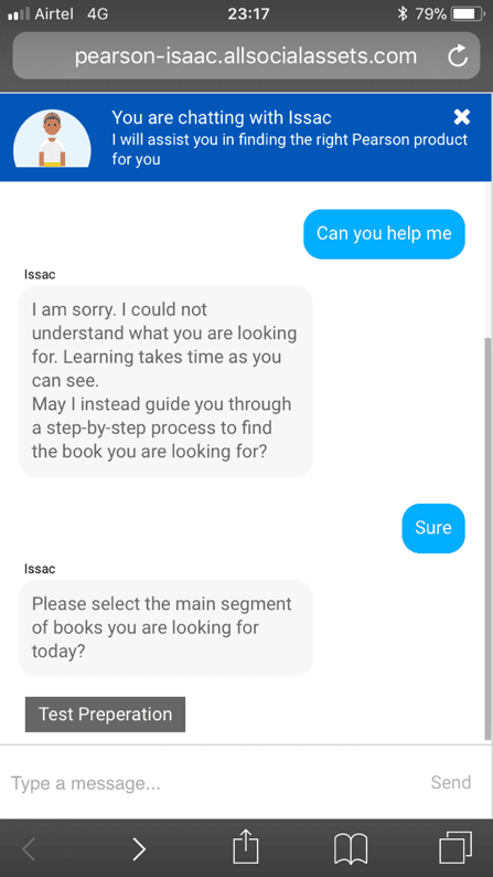 Learna chatbot screenshot: The user accepts and picks a segment
