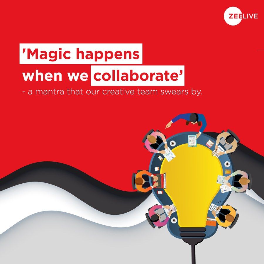 A real Zee Live LinkedIn post reading Magic happens when we collaborate